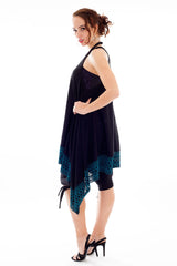 Black Jacquard Knit Layering Lace Boho Dress