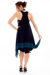 Black Jacquard Knit Layering Lace Boho Dress