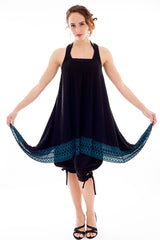 Black Jacquard Knit Layering Lace Boho Dress