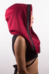 Petite Empire, Marsala knit, Black lace trim