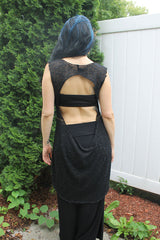 Black Geo Bandeau with Open Back Top