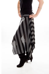 Tilt a Whirl Asymmetric Skirt - Grey/Black Stripe - Skirt - DWebb Test