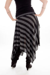 Tilt a Whirl Asymmetric Skirt - Grey/Black Stripe - Skirt - DWebb Test