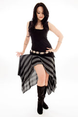 Tilt a Whirl Asymmetric Skirt - Grey/Black Stripe - Skirt - DWebb Test